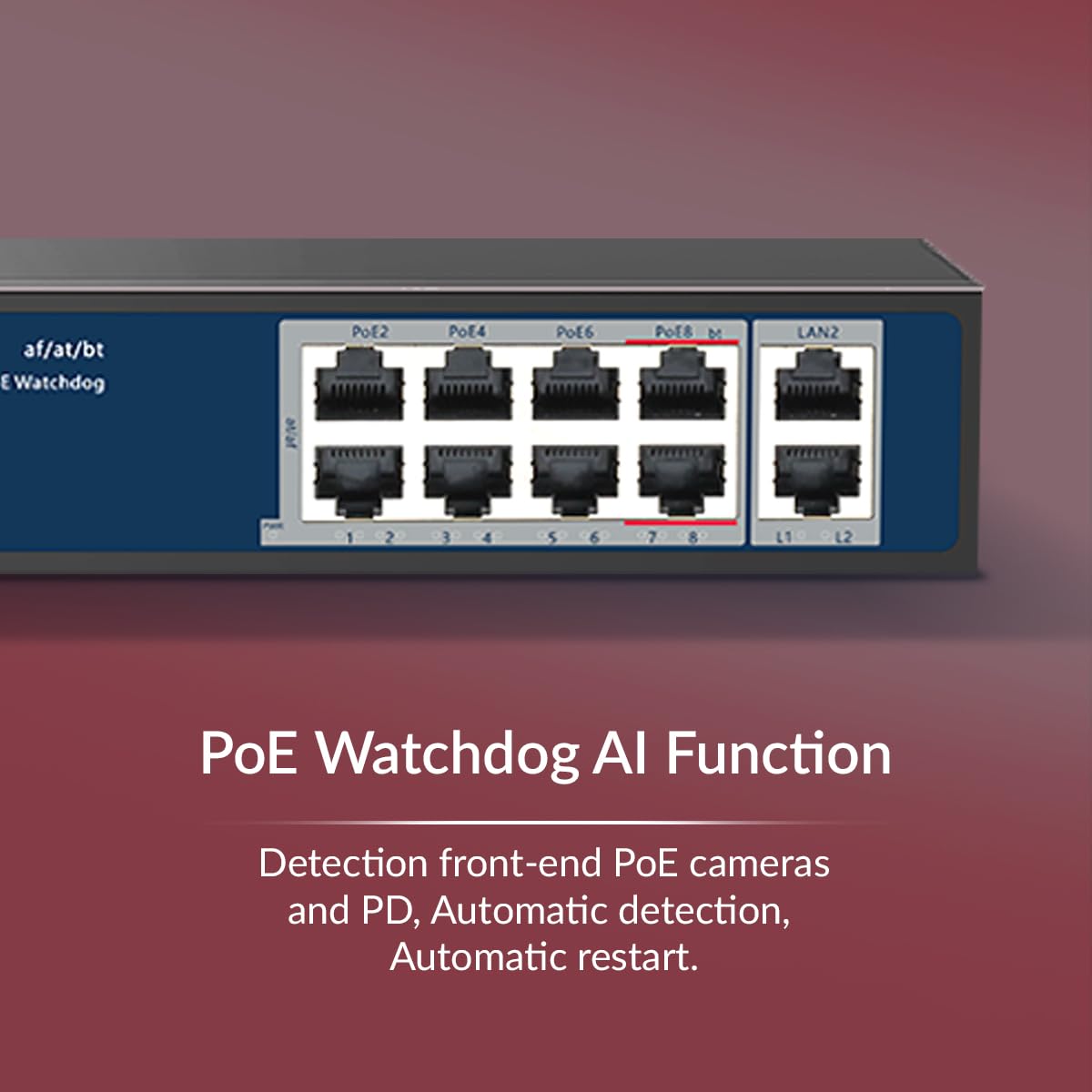 CP Plus 8GP + 2G + 2SFP 10/100/1000Mbps AI PoE Switch